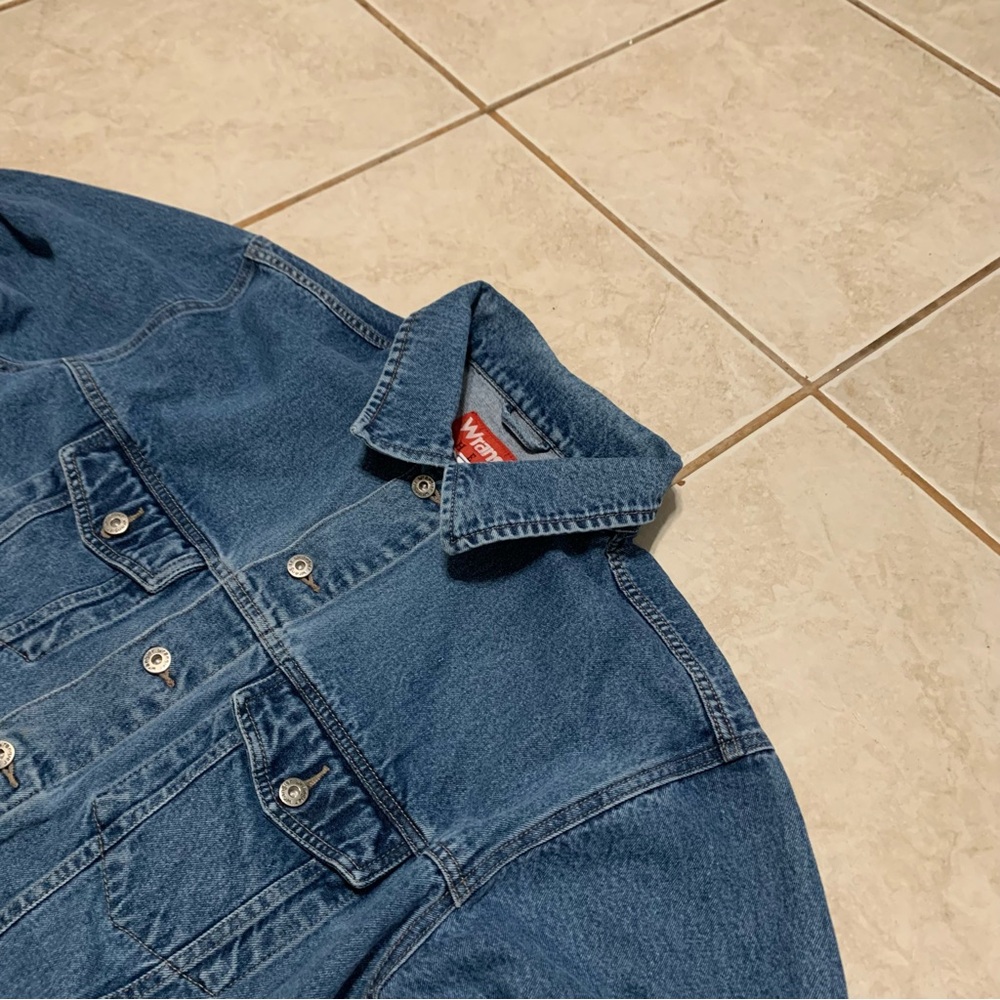 Vtg Wrangler Hero Jean Jacket Mens XL Denim Trucker Button Work Blue